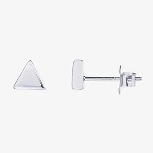 NWB PAVOI 14K White Gold Plated Triangle Disc Stud Earrings 925 Sterling Silver